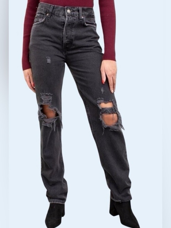 We The Free Denim - We The Free/Free People “The Lasso” high waist distressed black wash jeans